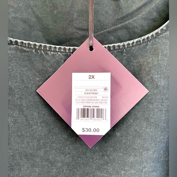 Ava&Viv Washed Out Black, Plus Size Womans Blouse Top NWT - Picture 4 of 6